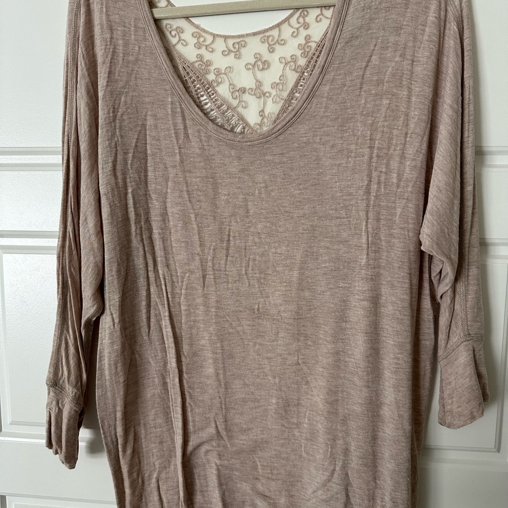 Women's Beige Lace Detail Top